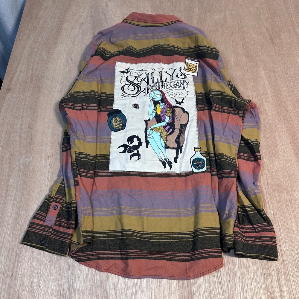 Disney Our Universe Sally Striped Flannel Shirt Nightmare Before Christmas - Picture 13 of 14
